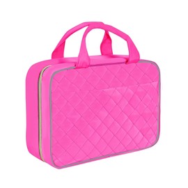Hanging Toiletry Bag for Women Travel Wash Bag Large Cosmetic Makeup Pouch Organizer with Hanging Hook for Full Sized Container(Hanging Toiletry Bag for Hot Pink, L)