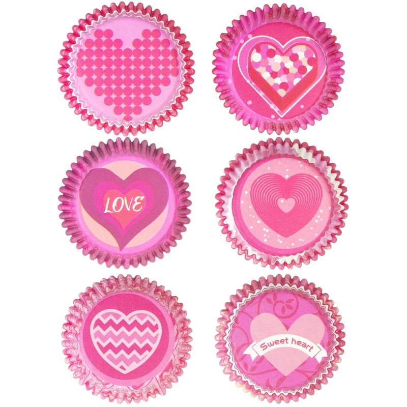 qiqee Valentine Cupcake Liners 300PCS Muffin Liners 6 Designs Birthday