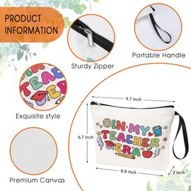 PARBEE Teacher Appreciation Gift Makeup Bag In My Teacher Era Cosmetic Bag Canvas Zipper Pouch Toiltery Case 2025 Graduation Gift for Teachers