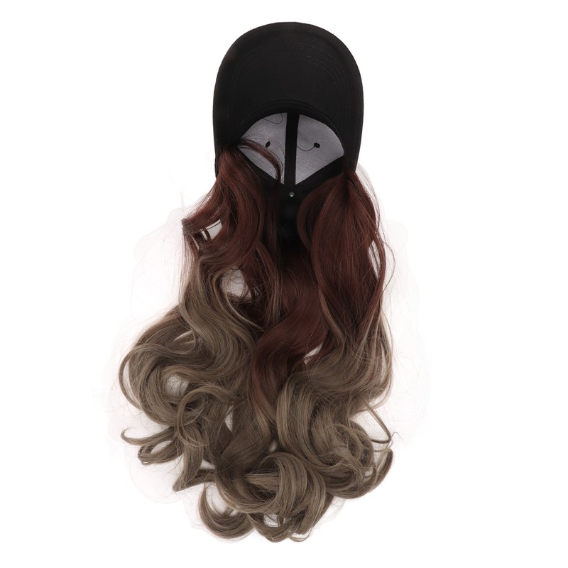 Baseball Cap Wig Women Fashionable Adjustable Hat Synthetic Long Wavy