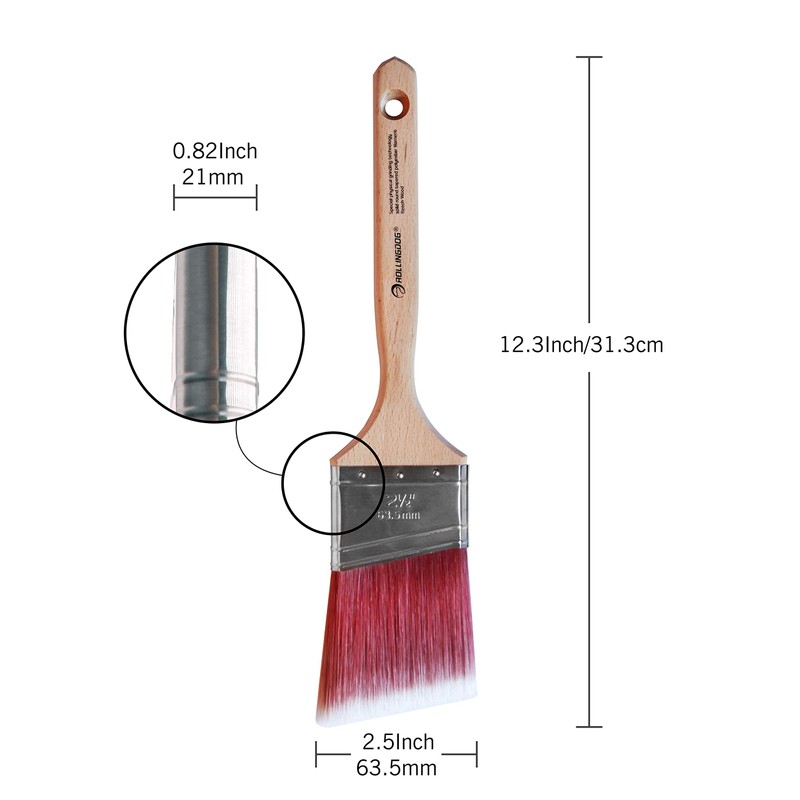 ROLLINGDOG Angled Paint Brush - 2.5 Inch Paint Brush for