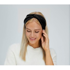 Bellemere New York Bellemere Women's Cashmere Twisted Front Headband, Black, 1 Count (Pack of 1)