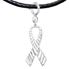 PRIDE Fashion Jewelry - Handcrafted Ribbon Jewellery Gift, Ribbon Necklace Gift for Women, Ribbon Pendant for Queer, Men, Women (925 Sterling Silver + Platin Plated, Pride Ribbon)