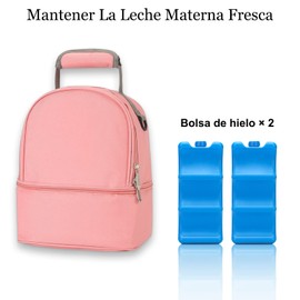 Bolsa Enfriador De Leche Materna De Doble Capa Con Bolsa De Hielo,mochila de frescura para biberones,bolsa enfriadora de transporte de leche materna de impermeable (Rosa)