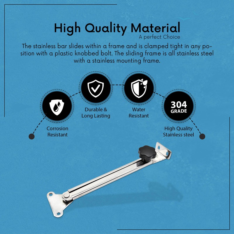 MARINE CITY 316 Grade Stainless Steel Hatch Lid Stay Support