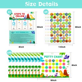 OWill Potty Training Reward Chart, 280 PCS Dinosaurs Potty Training Stickers, 10 Toilet Training Reward Chart for Kids, Reward Stickers for Toddler Toilet Training