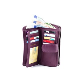 Green Burry Damengeldbörse 970 XL Damengeldbörse Damen Geldbörse Portemonaie Leder Groß, Green Burry Farbe:lila