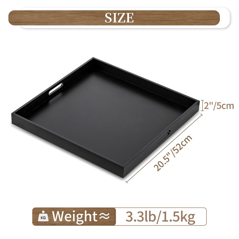 Hanobe Ottoman Tray for Living Room: Modern Extra Large Black