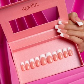 Lovful 10PCS Square Regular Length 1" Link 1 Salon Quality Handmade Acrylic Press on Nails, Dreamy and Dewy Collection - Specification: H12_SR_WY, Size: S