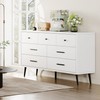 DWVO White 7 Drawer Dresser, 47" W Large Double Dresser