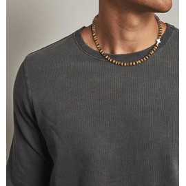 GAVU Cross Brown Tiger Eye Crystal Men's Beaded Necklace 20"