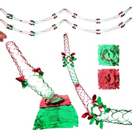 Red and Green Foil Christmas Decoration, Classic Hanging Festive Accordion Garlands and 3D Fold Out Snowflake Star, Ball, Bell (2 x Small Garlands)