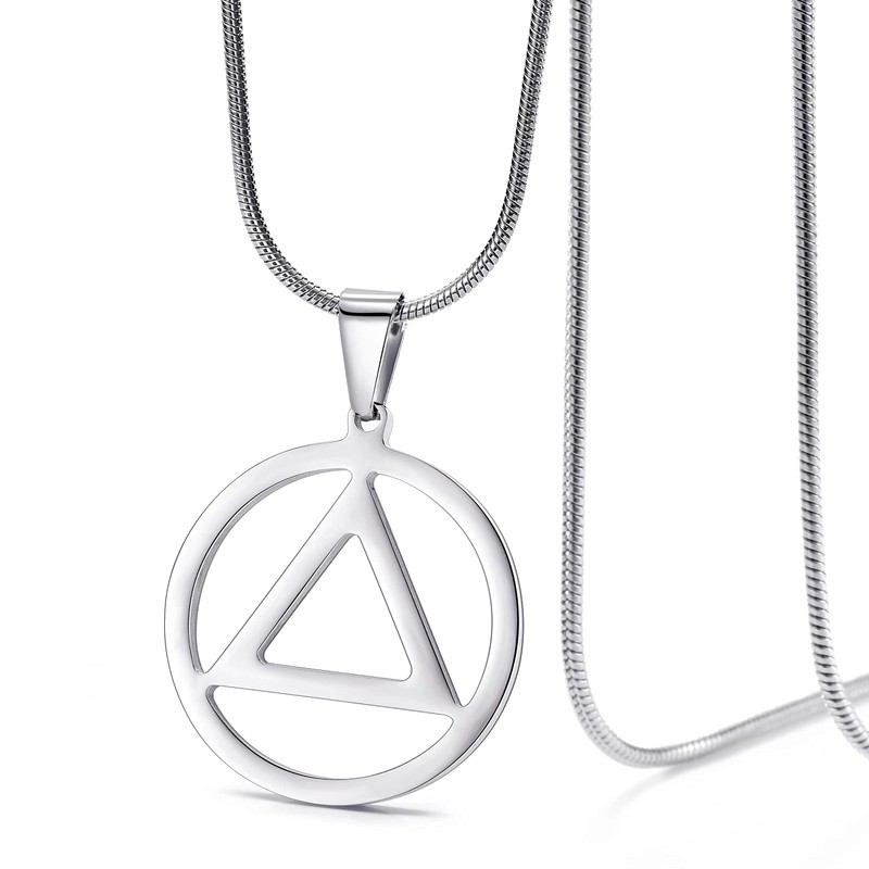 MOO&LEE Sobriety Necklace for Men AA Recovery Triangle Pendant Necklace