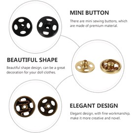Milisten 40pcs Metal Mini Tiny Buttons Doll Clothes Sew on Snap Buttons Press Buttons Snap Fasteners Decorative Crafts Button for Doll Garment DIY Accessories 5mm