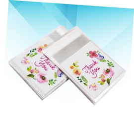 100pcs Bag Flowers Thank You Cellophane Bags Snack Baggies Adhensive Bag Present Bags for The Devol Kitchen Thank You Candy Bag Small and Fresh Packing Bag