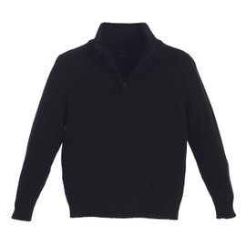 Gioberti Boy's Knitted Half Zip 100% Cotton Sweater, Black, Size 7