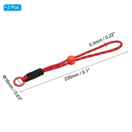 PATIKIL Paracord Lanyard Keychain, 2Pcs Cell Phone Keychain Rope Wrist Lanyards Braided Strap with Spring Ring for Hanging Key, Wavy Design, Red, Black