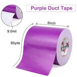 BOMEI PACK 6" Purple Duct Tape Heavy Duty,6 Inch x 60 Yards Purple Wide Rol Tape,Strong Strength,Flexible,No Residue,Waterproof and Tear by Hand,Multi-Use for Indoor & Outdoor Repairs