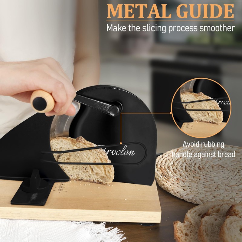 Brvclon Manual Bread Slicer Adjustable Thickness, Hand Crank Bread Slicer