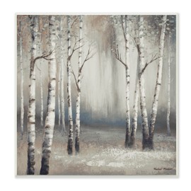 Stupell Industries Misty Birch Tree Forest Muted Landscape Gray, Designed by Michael Marcon Wall Plaque, Grey