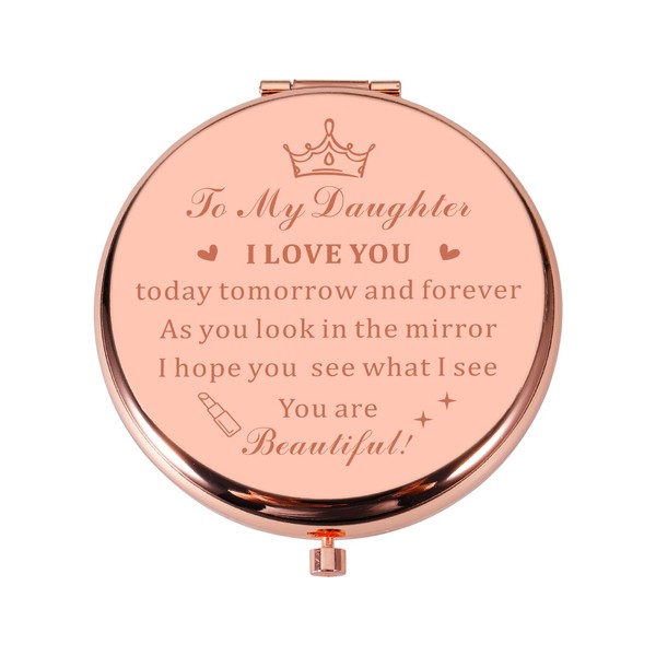 Girls Birthday Gift from Mom Dad Compact Mirror Gift for Women Her Christmas to My Daughter Stocking Stuffers for Daughter Wedding Gifts for Bride Birthday Valentines Day Graduation Gift Xmas