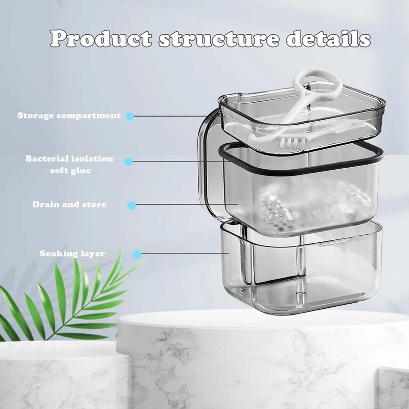 Retainer Case, Orthodontic Denture Box, False Teeth Container for Soaking