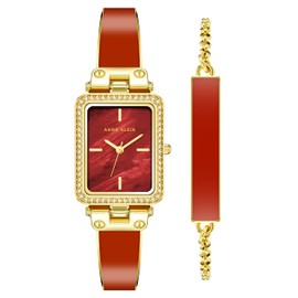 Anne Klein Women's Premium Crystal Accented Bangle Watch and Bracelet Set, AK/3898