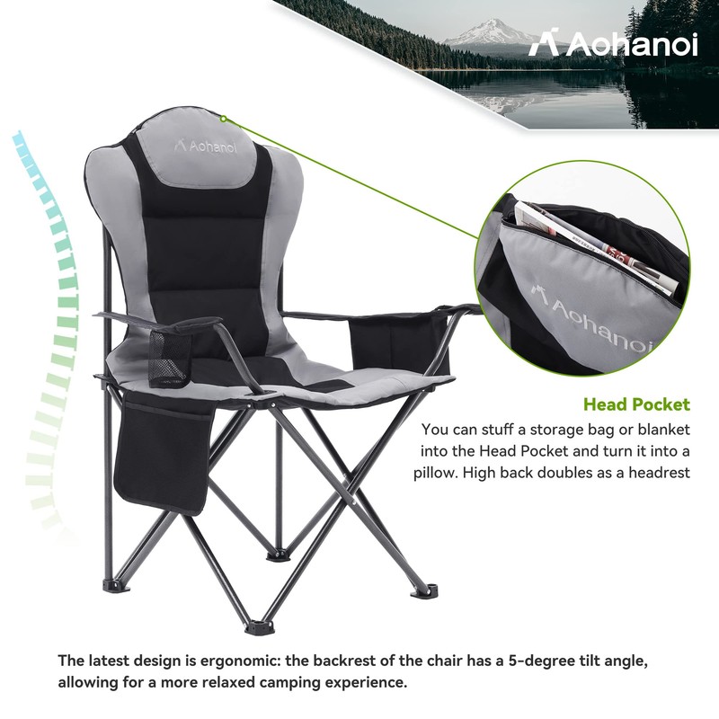 Aohanoi Camping Chairs for Heavy People, Folding Chairs for Outside