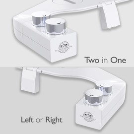 Left/Right Reversible WARM WATER Ultra-Slim Toilet Attachment, SWITCH between Right/Left Hand Side Control with Dual Nozzle Hinged Design, Hassle-Free Installation, Switchable Knobs Included