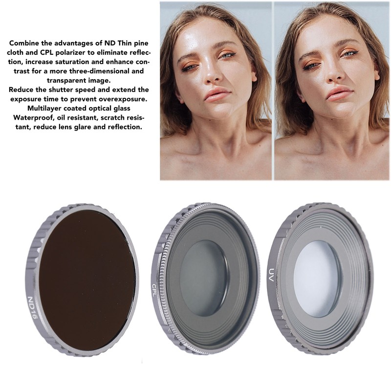3pcs Camera ND Filter Kit UV CPL ND16 Action Camera