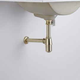 Miraga Bathroom Bottle P Trap Waste Pipe 1-1/4 inch Slip Inlet Drain, Lavatory Adjustable Basin Sink Waste Pipe Drain P-Trap Kit, General US/CA Standard, Brushed Nickel Gold