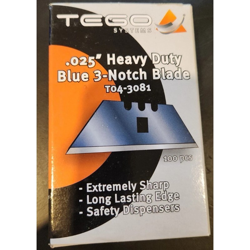 Heavy Duty Tego Floor Dot 100 Pack Blue 3-Notch Blades