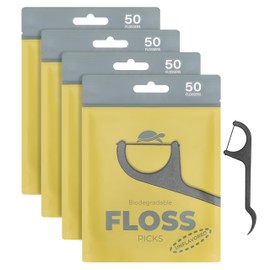 Sea Turtle Dental Floss Picks - Corn Starch Handle - Thin Thread Tooth Flossers - Unflavored (200)