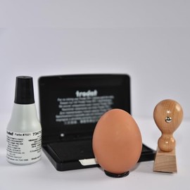 The Trodat Egg Marking Kit - Personalise Text Or Add Your Logo - Wooden Rubber Stamp & Food Safe Ink - 20 x 20mm