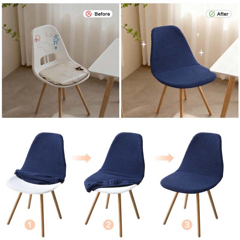 Fuloon Mid Century Modern Dining Chair Covers, Stretchable Armless Shell