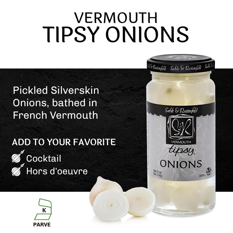 Sable & Rosenfeld Vermouth Tipsy Onions, 5-Ounce Glass Jars (Pack