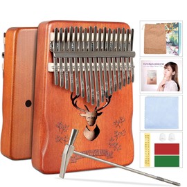DHinkyoung Kalimba 17 Keys, Portable Mbira Thumb Piano, Calimba Instrument with Study Instruction and Tune Hammer, Solid Mahogany Finger Piano Gift for Kids and Adults Beginners (Reindeer)