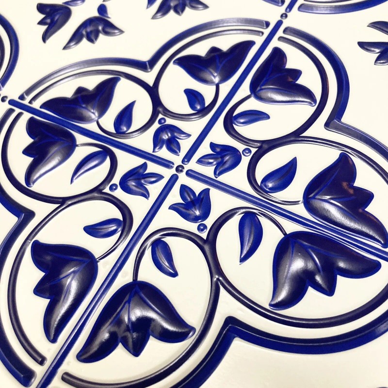 Tool Bench Hardware 3D Blue White Floral Peel Stick Vinyl