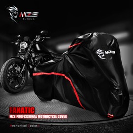 MZS Motorcycle Cover Waterproof Outdoor Compatible with Rebel Shadow Magna Vulcan Eliminator Scout Chief Bolt V Star VTX1300 Bonneville Boulevard 420D All Season Weather Protection Covers Storage