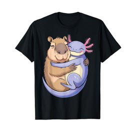 Capybara Hug Axolotl Rodent Animals Kawaii Capybara T-Shirt