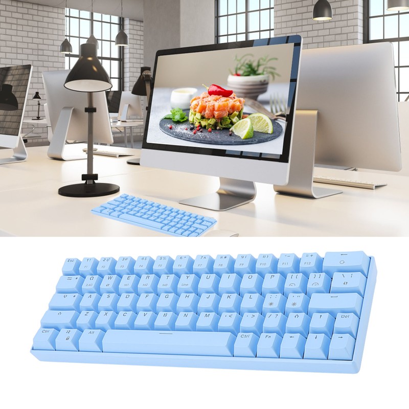 Mechanical Keyboard 64 Key White Light 3 Mode Ergonomic Layout