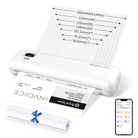 Rongta Portable Printers Wireless for Travel, Bluetooth Thermal Inkless Printer for School/Office/Home Use, Support 8.5x11 US Letter&A4 Thermal Paper, Compatible with Android,iOS & Laptop (F82-White)