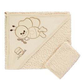 Blue Eyes Cotton Bath Towel and Hooded Towel for Baby Gift Set Gift Box Gift with Box, 80 x 80 cm (Ecru), ecru