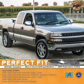 WEELMOTO headlights for 99-02 Chevy Silverado 1500 2500; for 2001-2002 Silverado 1500HD/2500HD/3500HD etc Headlights+Bumper Parking Turn Signal Marker Light 4PCS