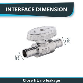 (Pack of 10) Seelink Pex Crimp 1/4 Turn Straight Stop Valve, 1/2" Pex Barb Crimp (F1807), Chrome Plated Brass