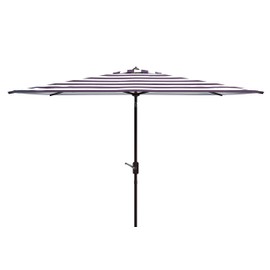 Safavieh PAT8304A Outdoor Iris Fashion Line Black and White 6'6" x 10' Rectangle UV Protected Umbrella