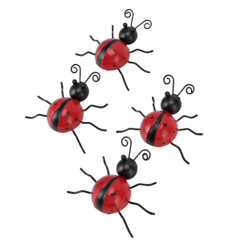 4Pcs Ladybug Wall Decoration Iron Ladybug with Black Spots Ladybug