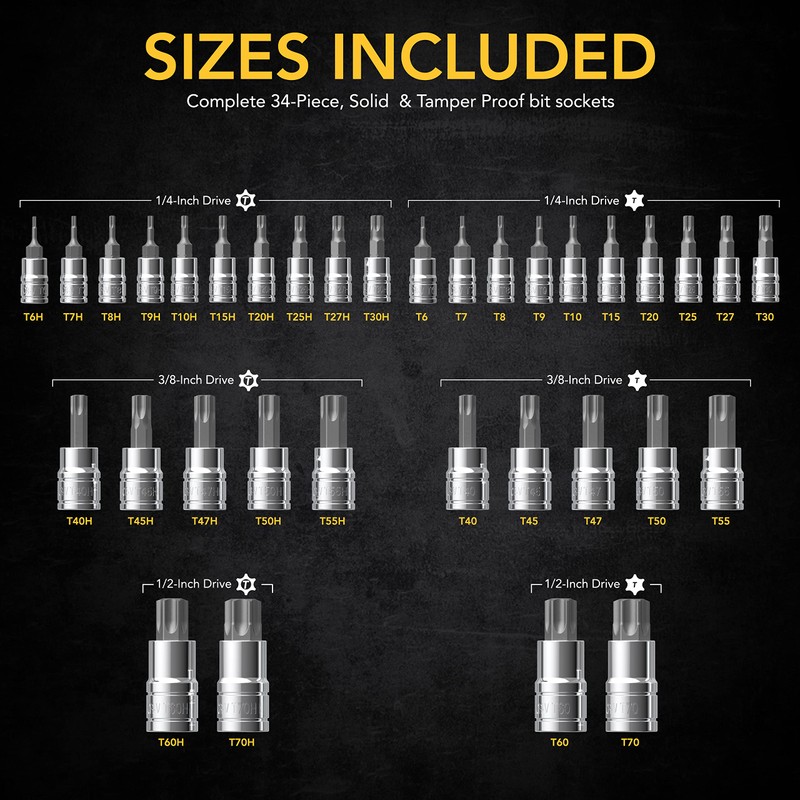 LEXIVON Master TORX Bit Socket Set, Premium S2 Alloy Steel