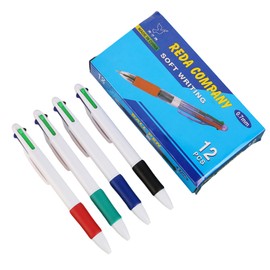DFsucces 4 Color Ballpoint Pens, Set of 12, 0.03 inches (0.7 mm), Easy to Sharp, Multi-functional Ballpoint Pens, Stationery, Notebook, Kids, Students, School, Office, Writing Supplies, School