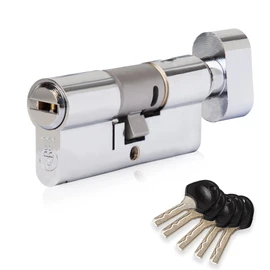 XFORT Colossus Polished Chrome 3 Star Kitemarked Thumb Turn Euro Cylinder Lock 35EX/35T (70mm), British Standard TS007 Anti-Snap Barrel Lock, Upvc Door Lock.